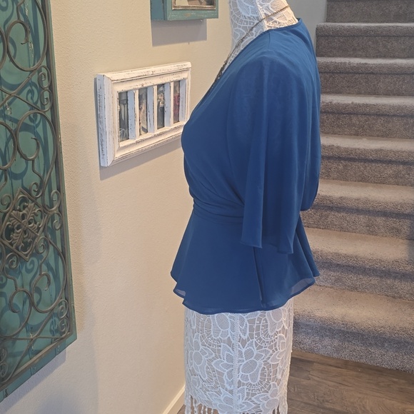 Banana Republic Teal Wrap Blouse with Side Tie - Picture 2 of 6